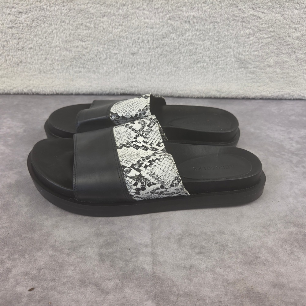 Aerosoles Louie Black White Snakeskin Platform Slide Sandals Womens 9 S2042